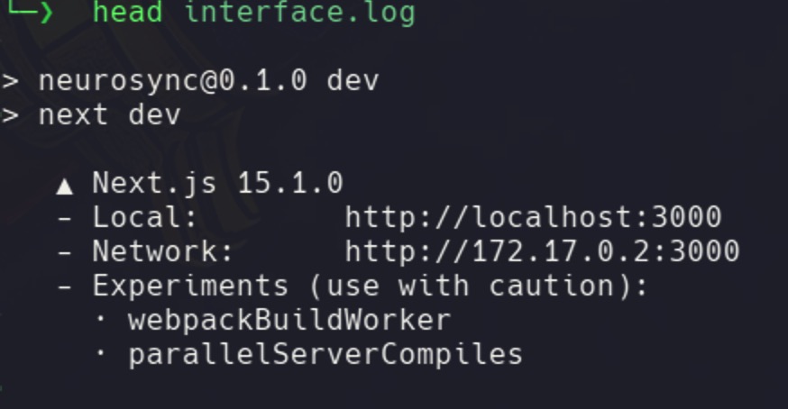 Wersja Next.js w logach